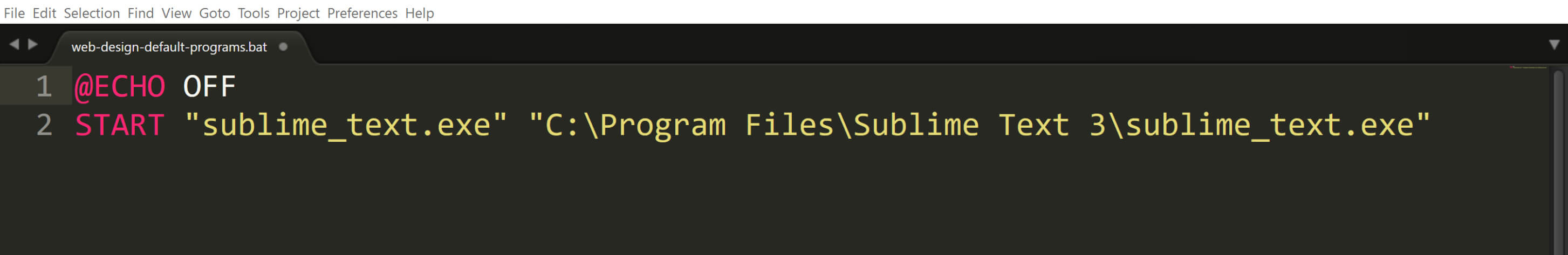 Example of how to start a batch file with ECHO OFF and open a program